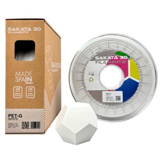 Sakata 3D Bobina de Filamento PET-G 1.75 mm Blanco 1Kg