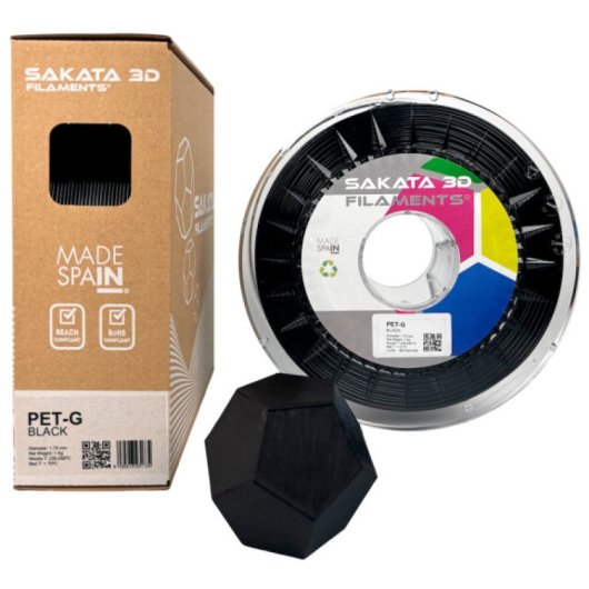 Sakata 3D Bobina de Filamento PET-G 1.75 mm Negro 1Kg