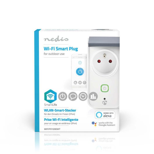Enchufe Intelligente Nedis WIFIPO120EWT Wi-Fi IP44 Grigio Bianco Plastica