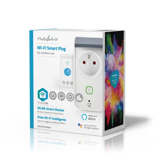 Enchufe Intelligente Nedis WIFIPO120EWT Wi-Fi IP44 Grigio Bianco Plastica