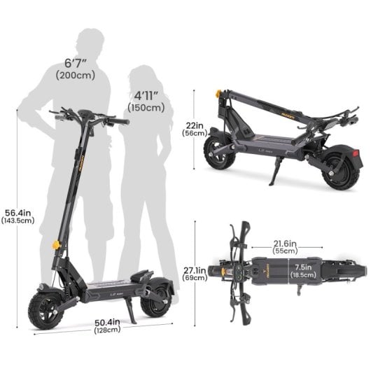 Patinete eléctrico AUSOM 25km/h 90km autonomía 1000W suspensión doble neumáticos tubeless
