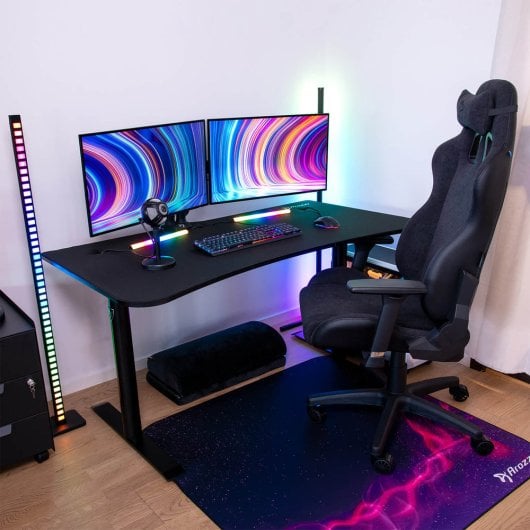 Mesa Gaming Arozzi Arena Medium 140cm MDF Microfibra Negro Pasacables