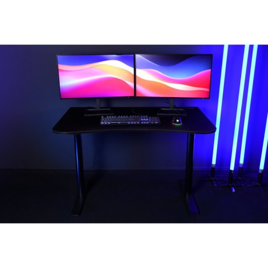 Mesa Gaming Arozzi Arena Small 114cm MDF Acero Pasacables Microfibra Negra
