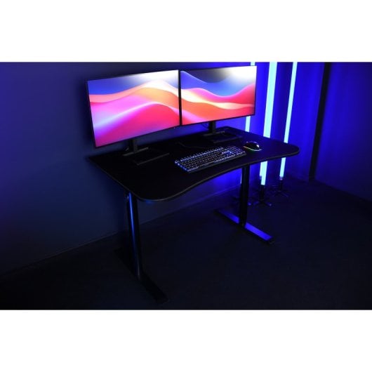 Mesa Gaming Arozzi Arena Small 114cm MDF Acero Pasacables Microfibra Negra