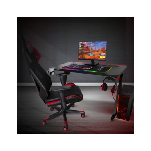 Mesa Gaming Spirit of Gamer 120cm MDF LED Gestão de Cabos Suporte