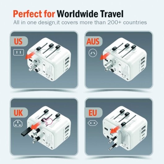 Adaptador Universal NO NAME 651 2 USB-C 2 USB-A Multiplugue Internacional 2500W
