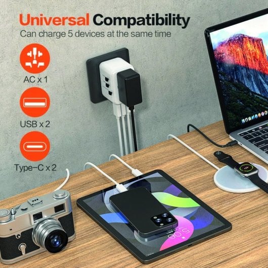 Adaptador Universal NO NAME 651 2 USB-C 2 USB-A Multiplugue Internacional 2500W