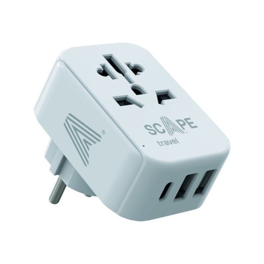 Adaptateur universel SANS NOM 830C Schuko Type F, USB-A x2, USB-C, multiprise internationale