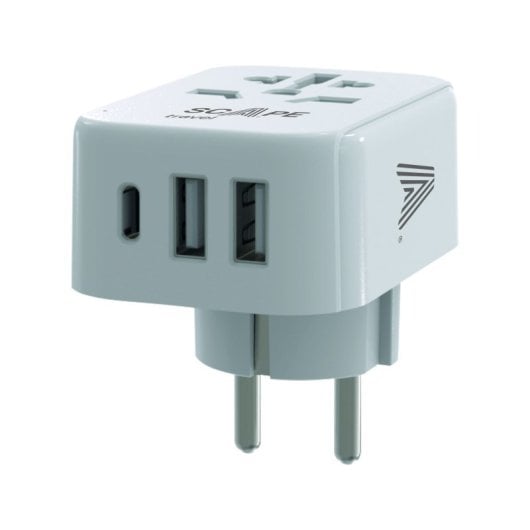 Adaptateur universel SANS NOM 830C Schuko Type F, USB-A x2, USB-C, multiprise internationale