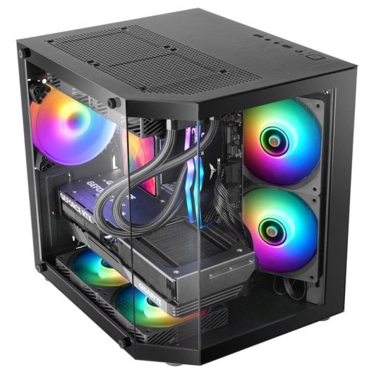 Mars Gaming MC-3TLITE Caixa Gaming Micro-ATX com Triplo Vidro Temperado e Ventoinha FRGB 120mm Preta