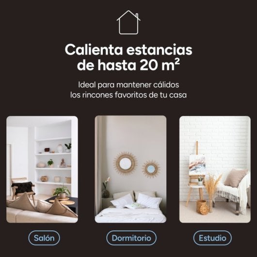 Aquecedor elétrico de convecção inteligente Ksix Blaze, 2000 W, ecrã tátil LED, aplicação Tuya, controlo remoto, preto