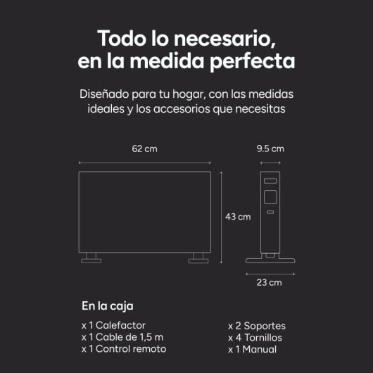 Aquecedor elétrico de convecção inteligente Ksix Blaze, 2000 W, ecrã tátil LED, aplicação Tuya, controlo remoto, preto