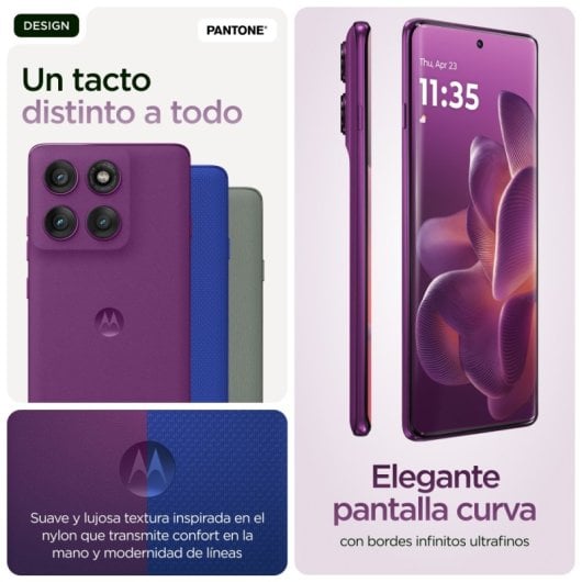 Smartphone Motorola Edge 60 Pro 12GB 512GB Pantalla 1220p IA Púrpura