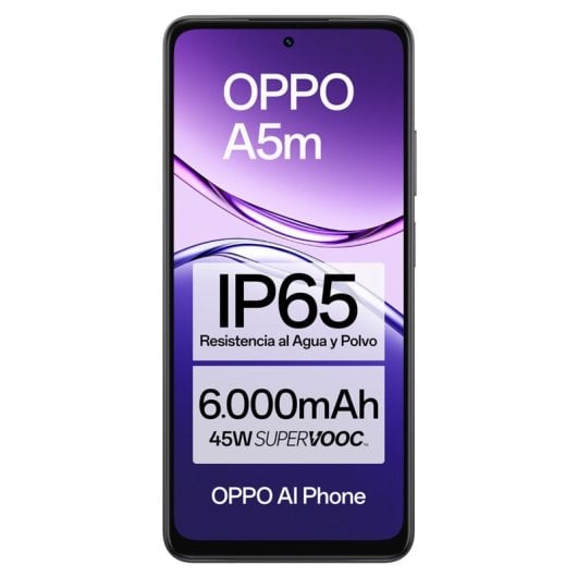 Smartphone OPPO A5m 8GB 256GB 6.67" HD+ IP65 Snapdragon 6s Batería 6000mAh Carga Rápida 45W Morado