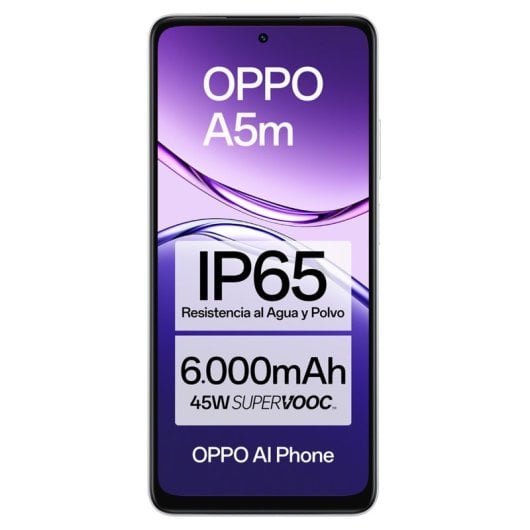 Smartphone OPPO A5m 8GB 256GB 6.67" HD+ IP65 Snapdragon 6s Batería 6000mAh Carga Rápida 45W Blanco