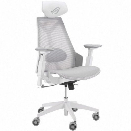 Chaise de jeu ASUS ROG Destrier Ergo avec ajustement ergonomique, exosquelette blanc, supporte 150 kg