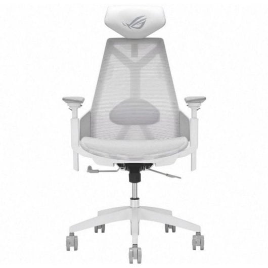 Chaise de jeu ASUS ROG Destrier Ergo avec ajustement ergonomique, exosquelette blanc, supporte 150 kg