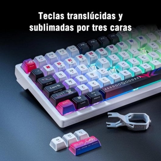 Teclado ASUS ROG Azoth X Blanco 75% OLED RGB Wireless NX Snow V2 Macros PBT QWERTY Layout USA