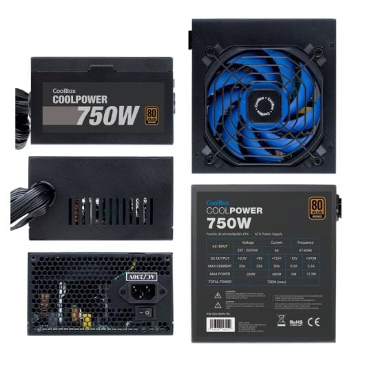 Coolbox CoolPower Fuente De Alimentación 750W Eficiencia 88% 80 Plus Bronze