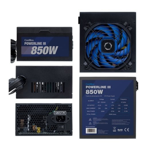 Coolbox Powerline 3 Fonte de alimentação 850W Eficiência 85%
