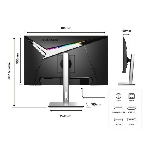 Moniteur JAPANNEXT JN-27IPS360WQHDR-HSP 27 pouces IPS QHD 360 Hz UltraFast FreeSync USB-C