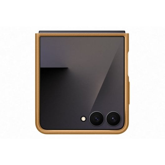Capa de couro vegan castanho escuro para Samsung Z Flip7