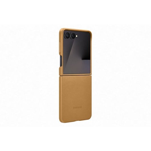 Capa de couro vegan castanho escuro para Samsung Z Flip7