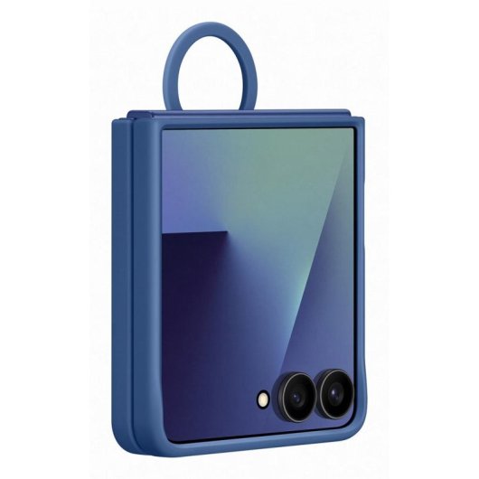 Custodia Samsung Ring Case Silicone Blu Navy con Anello per Galaxy Z Flip7