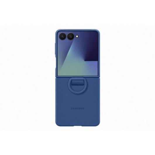 Custodia Samsung Ring Case Silicone Blu Navy con Anello per Galaxy Z Flip7