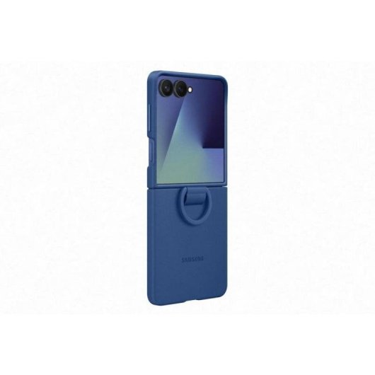 Custodia Samsung Ring Case Silicone Blu Navy con Anello per Galaxy Z Flip7