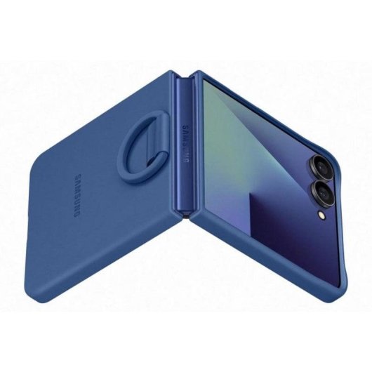 Custodia Samsung Ring Case Silicone Blu Navy con Anello per Galaxy Z Flip7