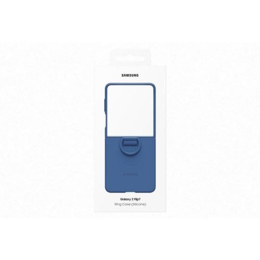 Custodia Samsung Ring Case Silicone Blu Navy con Anello per Galaxy Z Flip7