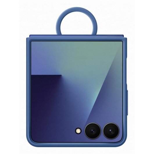 Custodia Samsung Ring Case Silicone Blu Navy con Anello per Galaxy Z Flip7