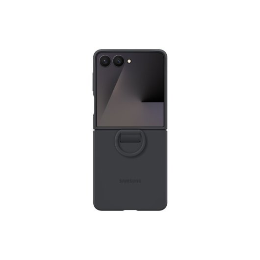Custodia in silicone nero con anello per Samsung Z Flip7