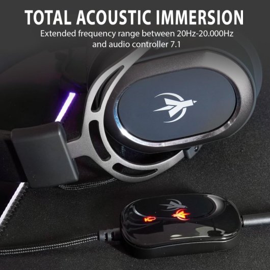 Auricular Gaming SPYCO Impulse HE-122 7.1 50mm Aluminio Ligero Multiplataforma Micrófono