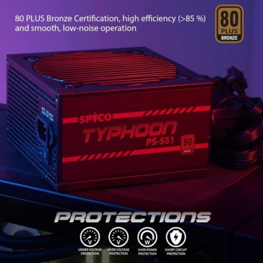 Fuente de alimentación Spyco Typhoon PS-551 550W 80 Plus Bronze Ventilador 12cm