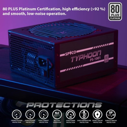 Alimentatore SPYCO Typhoon PS-1001 1000W 80 Plus Platinum Modulabile con PCIe 5.0
