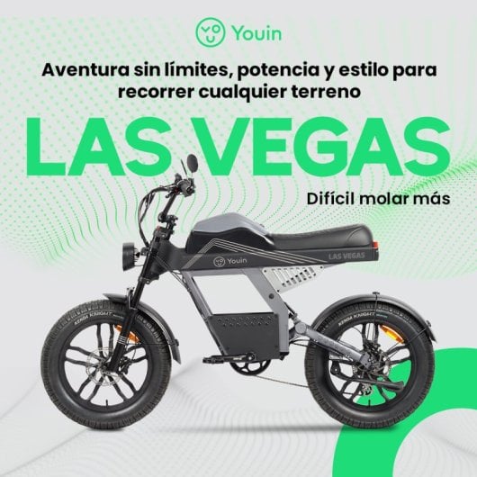 Bicicleta Eléctrica Youin BK7100 Las Vegas 250W 43Nm Autonomía 100km Suspensión Total FAT 20” Shimano Altus 7V