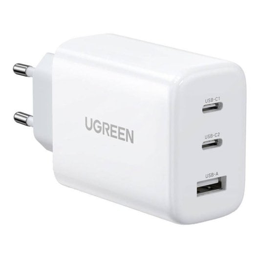 Cargador UGREEN CD275 65W 2x USB-C 1x USB Blanc