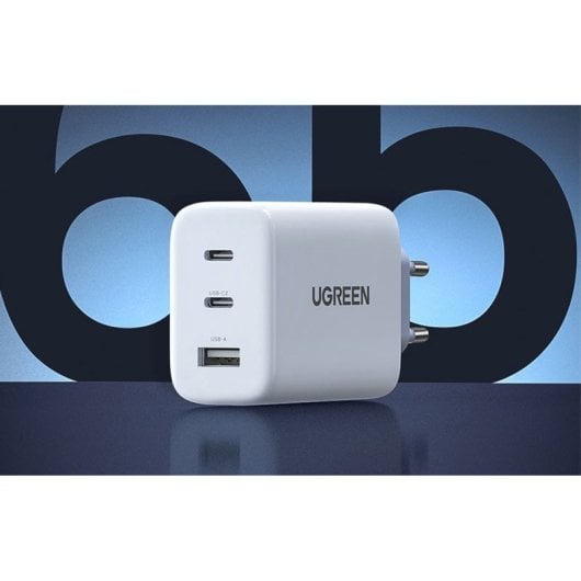 Cargador UGREEN CD275 65W 2x USB-C 1x USB Blanc