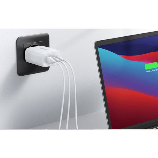 Cargador UGREEN CD275 65W 2x USB-C 1x USB Blanc