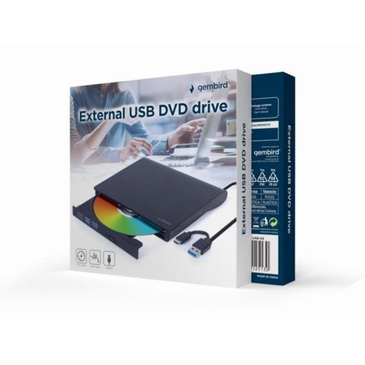 Externe DVD±RW Einheit Gembird DVD-USB-03 USB Typ C Schnellaufnahme Schwarz