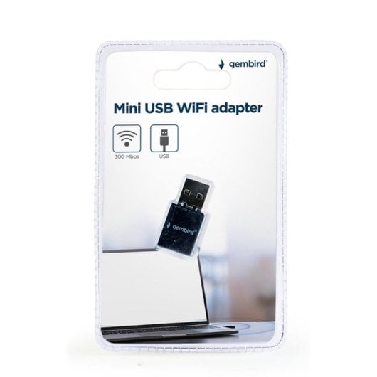 Adaptador USB WiFi Gembird WNP-UA300-01 300Mbps 2.4GHz RTL8192EU Negro