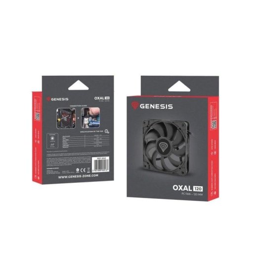 Ventilatore supplementare Genesis Oxal 120 120mm 1300RPM Nero 3-Pin Silenzioso