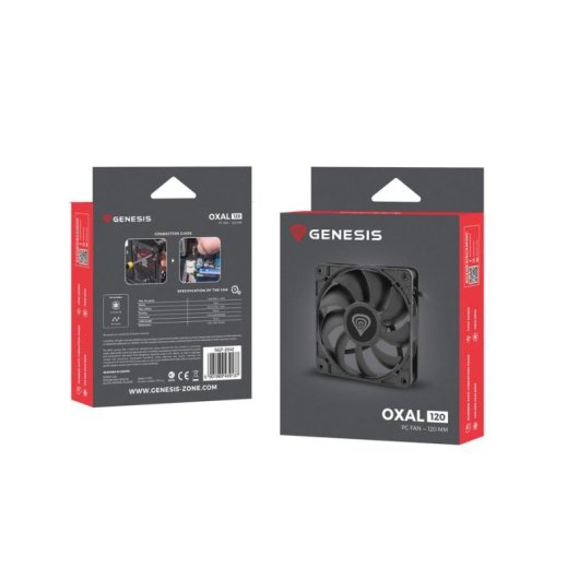 Ventilatore supplementare Genesis Oxal 120 120mm 1300RPM Nero 3-Pin Silenzioso