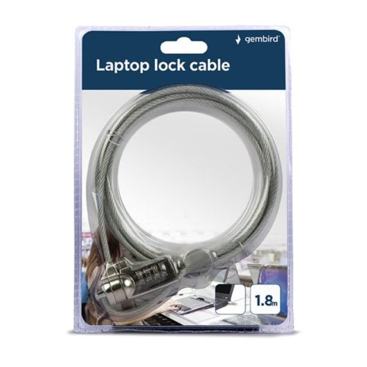 Cabo de Bloqueio Gembird LK-CL-01 4 Dígitos Aço 4mm Metal Grosso Prata