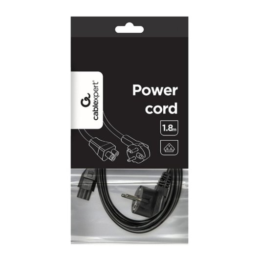 Cable de alimentación Gembird PC-186-ML12 Schuko a C5 1.8m Aprobado VDE Garantía por Vida