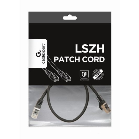 Cable de red Gembird PP6A-LSZHCU-BK-0.5M Cat6a 0,5m RJ-45 blindado LSZH chapado en oro negro