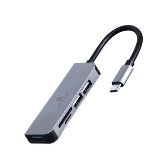 Hub Gembird 3 porte USB 3.1 5 Gbit/s UHB-CM-CRU3P1U2P2-01 Argento MicroSD SD
