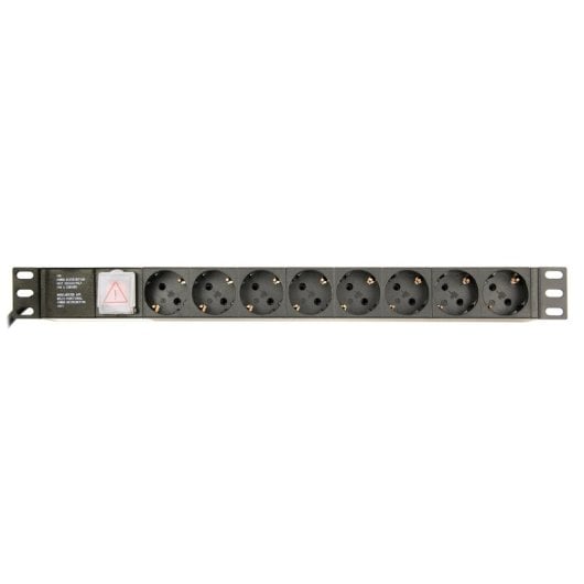 PDU Gembird EG-PDU-014-C14 1U Aluminio Negro 8 salidas AC C14 3m 16A